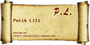 Petik Lili névjegykártya